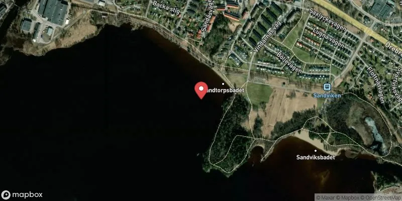 Satellitbild över Möckeln Sandtorpsbadet i Karlskoga