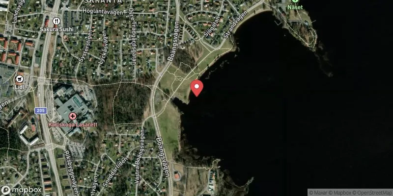 Satellitbild över Möckeln Strandvallen i Karlskoga