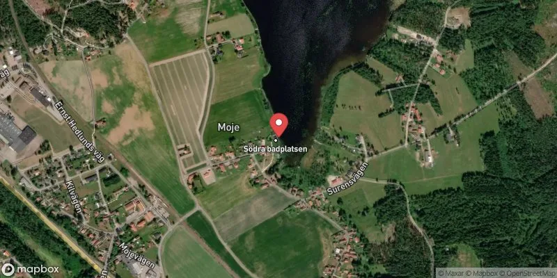Satellitbild över Mojesjön, S:a badplatsen i Gagnef