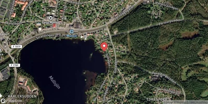 Satellitbild över Mullsjön, Barnbadet i Mullsjö
