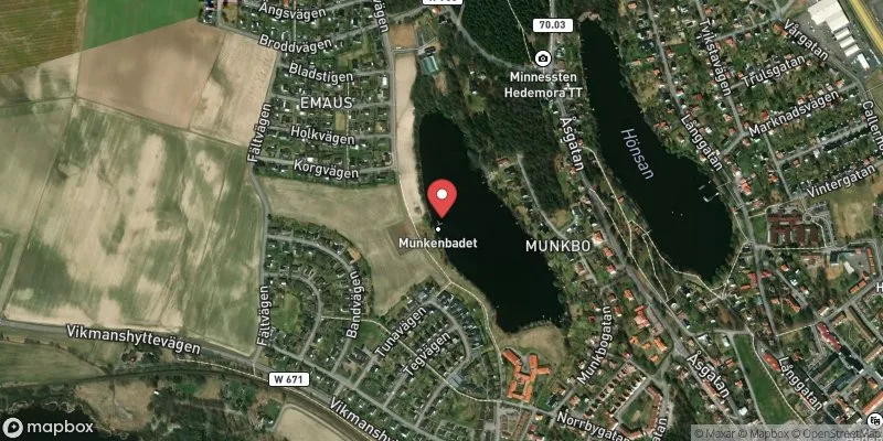 Satellitbild över Munkenbadet i Hedemora