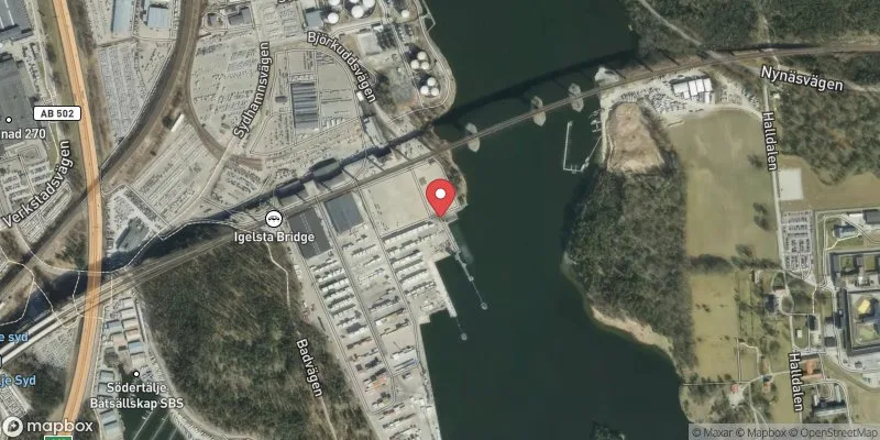 Satellitbild över Näsets Udde/Glashyttan i Södertälje
