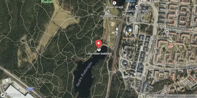Satellitbild över Nedre Rudan i Haninge
