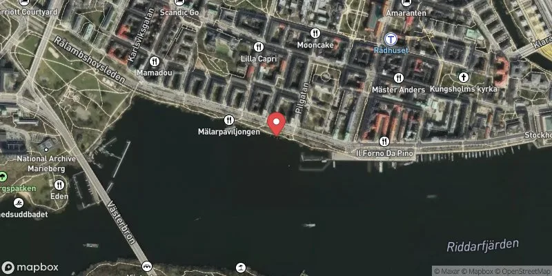 Satellitbild över Norr Mälarstrands bryggbad i Stockholm