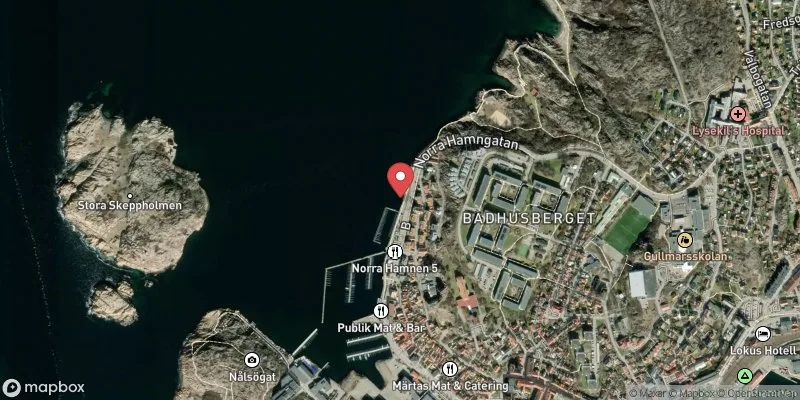 Satellitbild över Norra hamnen i Lysekil