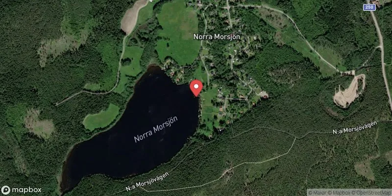 Satellitbild över Norra Morsjön allm. bryggan i Fagersta