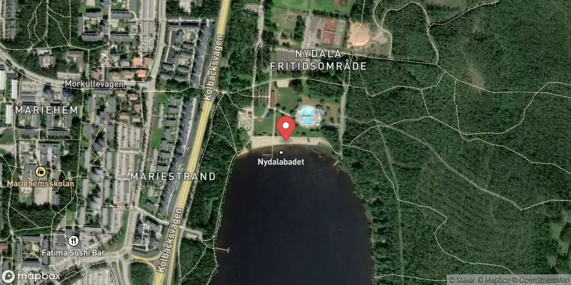 Satellitbild över Nydalasjön i Umeå