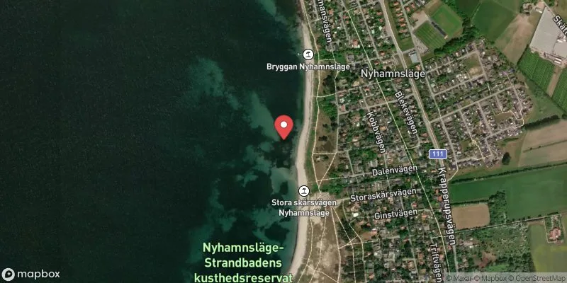 Satellitbild över Nyhamnsläge,  bryggan i Höganäs