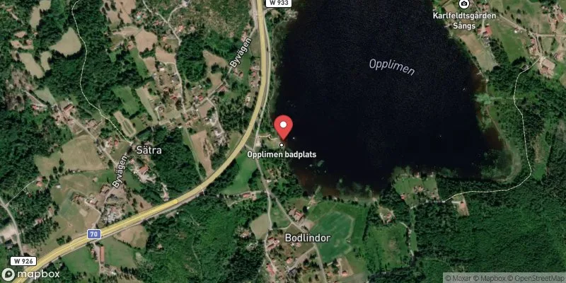 Satellitbild över Opplimen, Bodlindor i Leksand