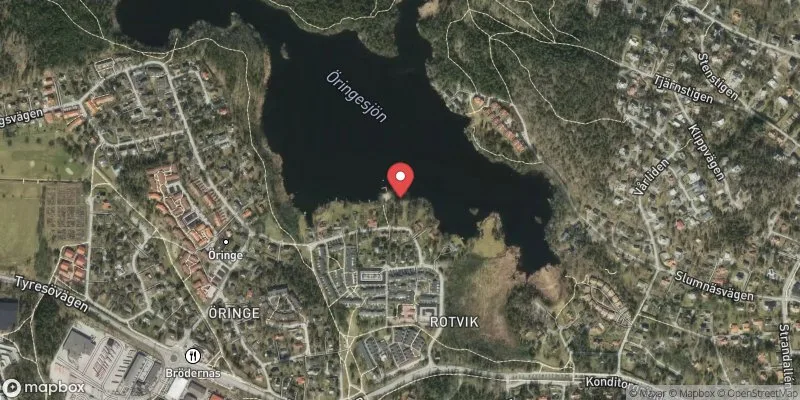 Satellitbild över Öringebadet i Tyresö