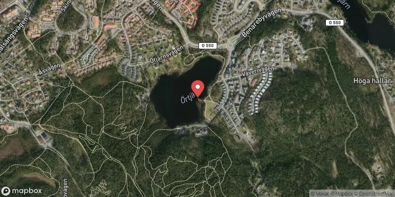 Satellitbild över Örtjärnen i Härryda