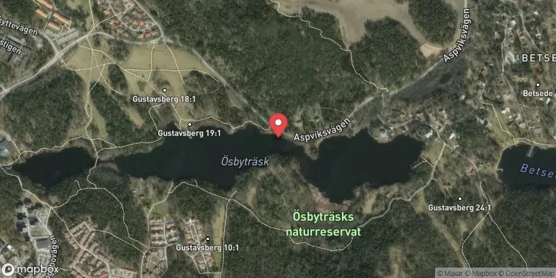 Satellitbild över Ösby träsk i Värmdö