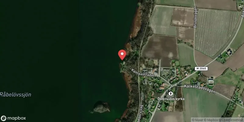 Satellitbild över Österslövs badplats i Kristianstad