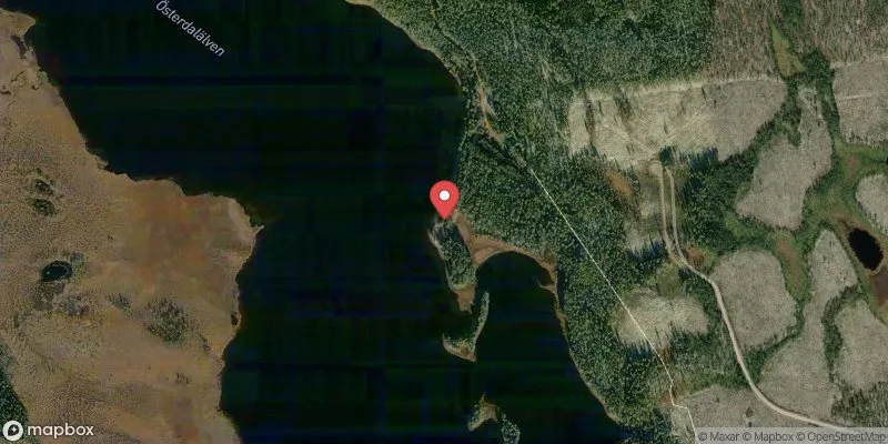 Satellitbild över Östomsjöns badplats, Särnasjön i Älvdalen