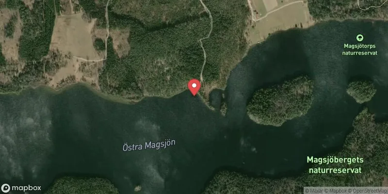 Satellitbild över Östra Magsjön, Porsuddebadet i Strängnäs
