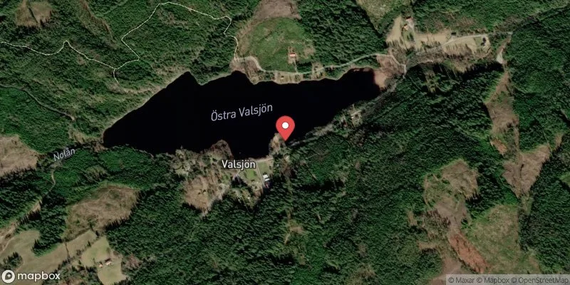 Satellitbild över Östra Valsjöns badplats, Hedared i Borås