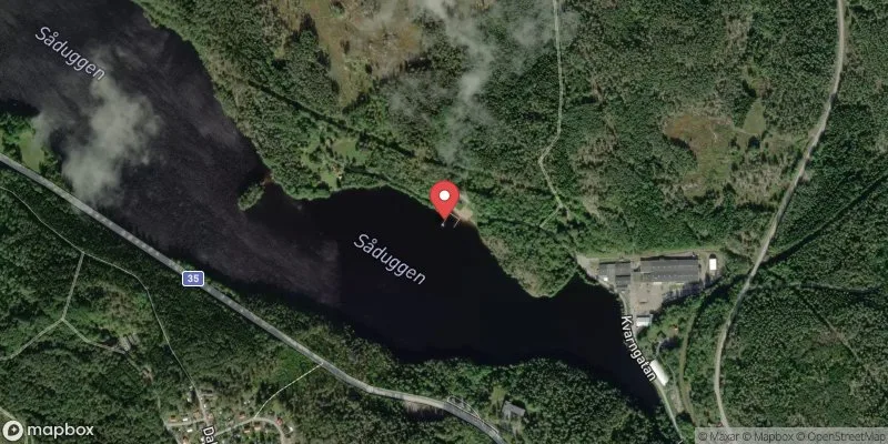 Satellitbild över Överums badplats (Såduggen) i Västervik