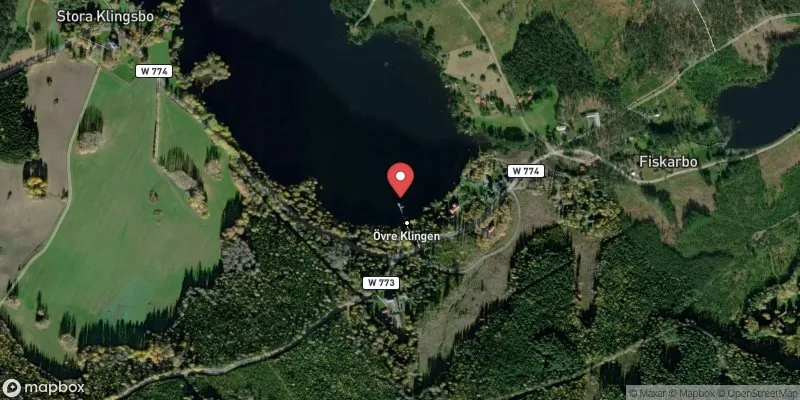 Satellitbild över Övre Klingen i Säter