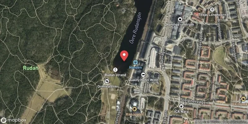 Satellitbild över Övre Rudan i Haninge