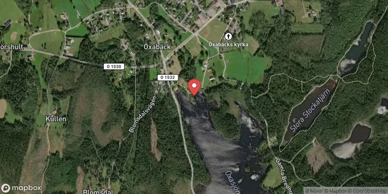 Satellitbild över Öxasjön, Öxabäck i Mark