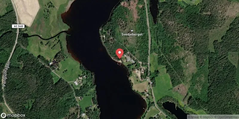 Satellitbild över Pengsjöns badplats i Vännäs
