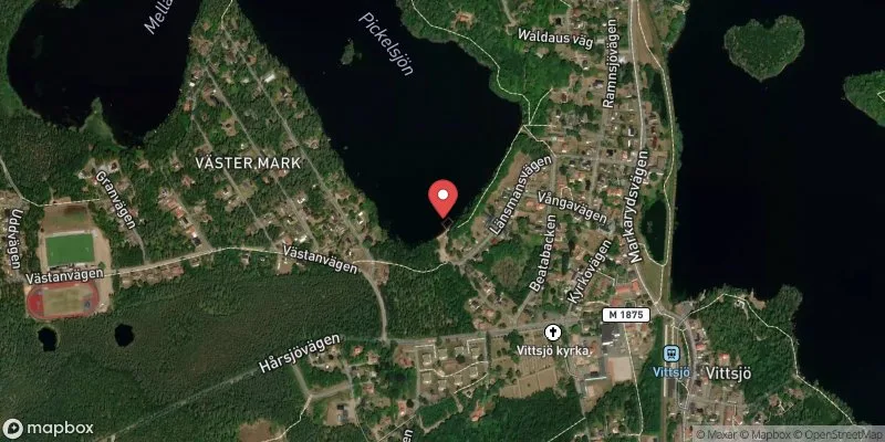 Satellitbild över Pickelsjöns badplats i Hässleholm