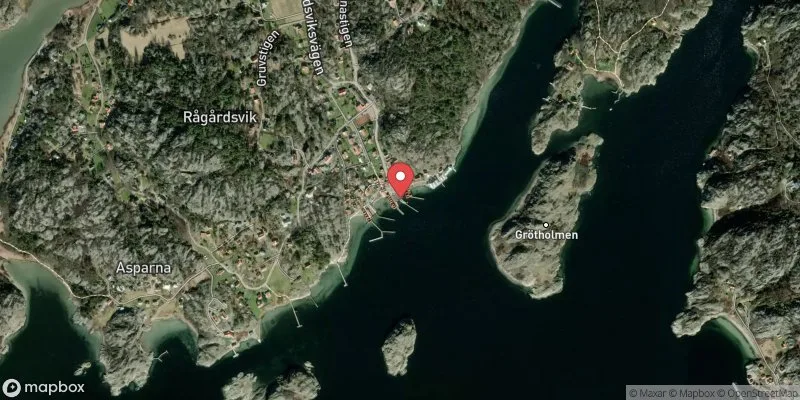 Satellitbild över Råggårdsviks badplats i Lysekil