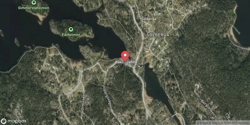 Satellitbild över Rakstabadet i Tyresö