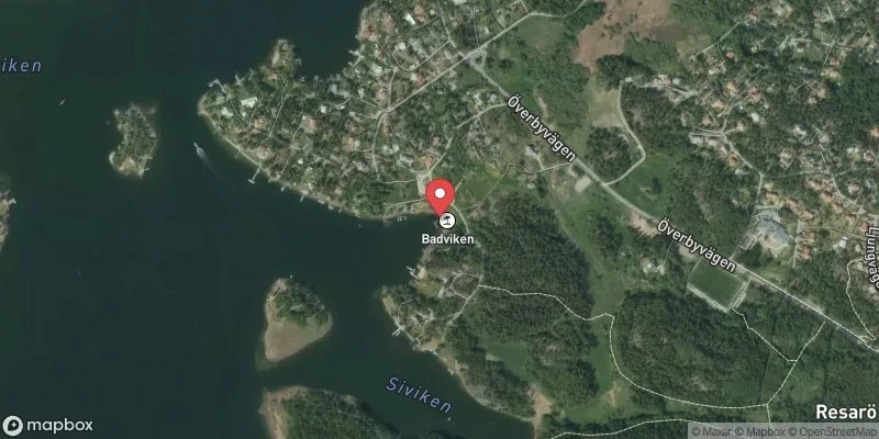 Satellitbild över Resarö, Överbybadet i Vaxholm