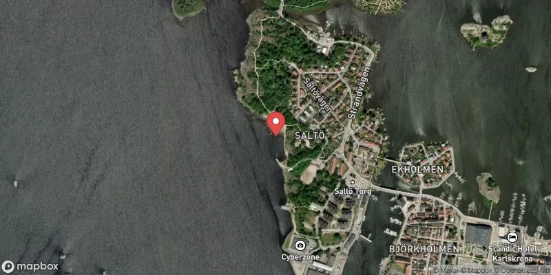 Satellitbild över Saltösand i Karlskrona