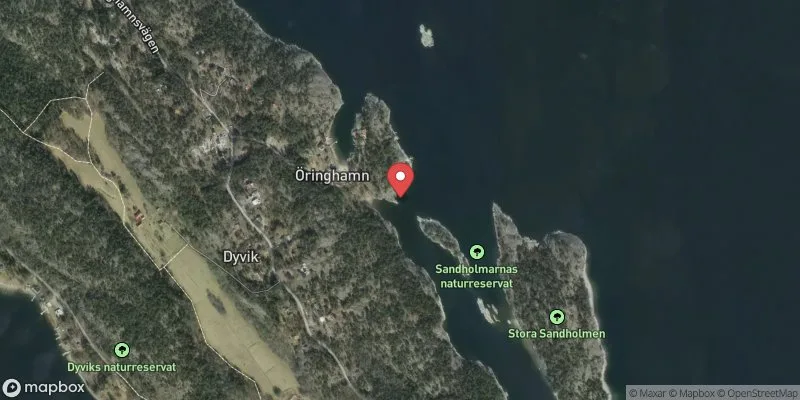 Satellitbild över Sandholmsbadet i Tyresö