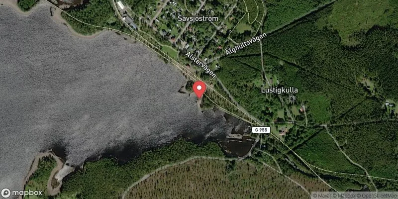 Satellitbild över Sävsjöströms strandbad i Uppvidinge