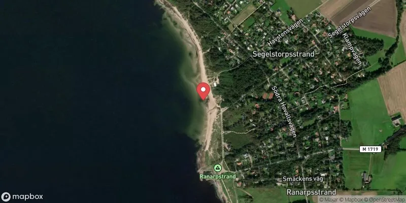 Satellitbild över Segelstorps strand i Båstad