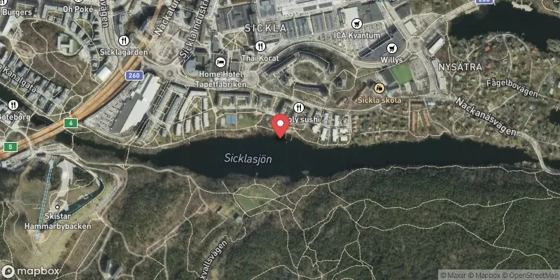 Satellitbild över Sickla strandbad i Nacka