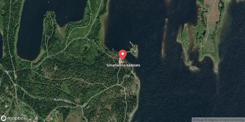 Satellitbild över Simphamns badplats i Umeå