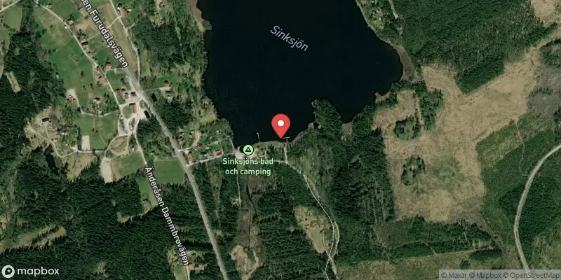 Satellitbild över Sinksjöbadet i Rättvik