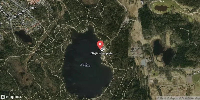 Satellitbild över Sisjöns badplats i Mölndal