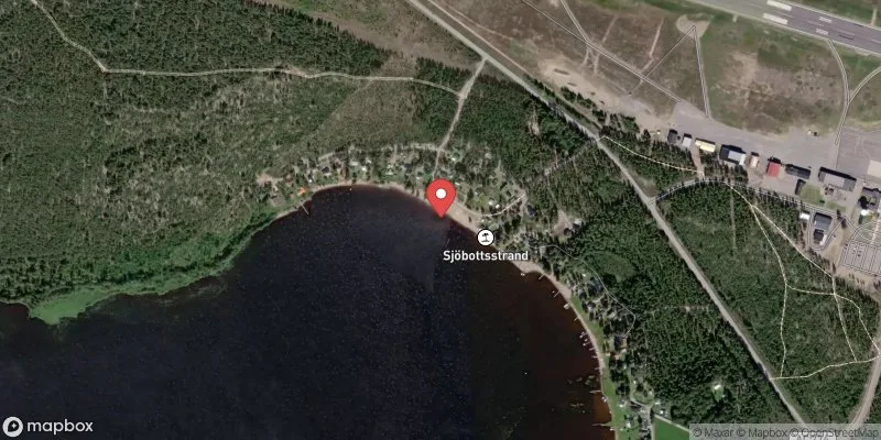 Satellitbild över Sjöbottsand badplats i Skellefteå