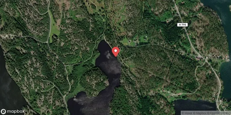 Satellitbild över Skaftets badplats (Toven) i Västervik