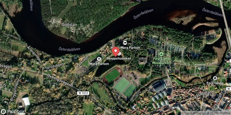 Satellitbild över Skepphusviken, Moraparken i Mora