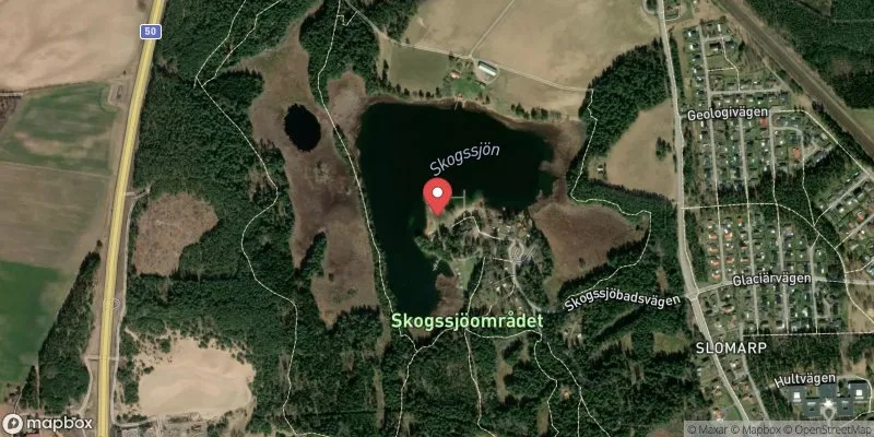 Satellitbild över Skogsjön i Mjölby