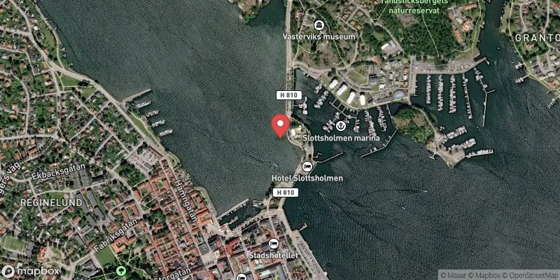 Satellitbild över Slottsholmen Myntbryggan i Västervik