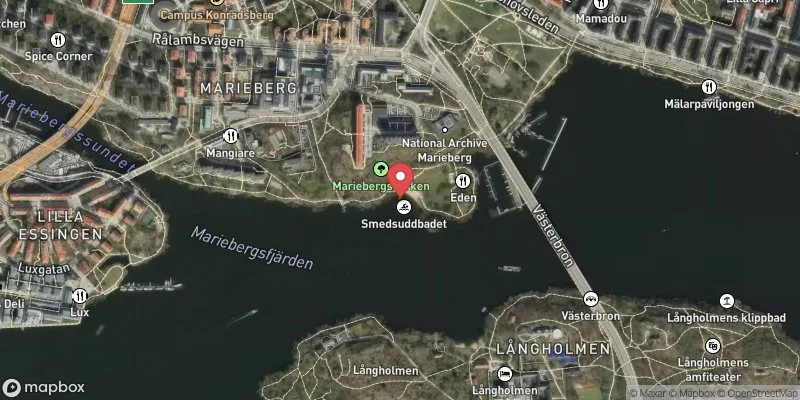 Satellitbild över Smedsuddsbadet V i Stockholm