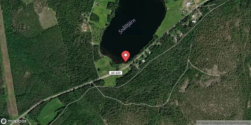Satellitbild över Snålltjärns badplats i Vännäs