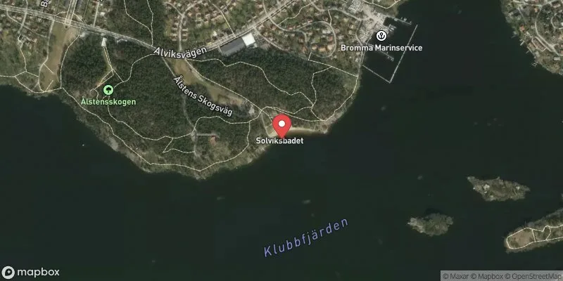 Satellitbild över Solviksbadet, strandbad, Mälaren i Stockholm