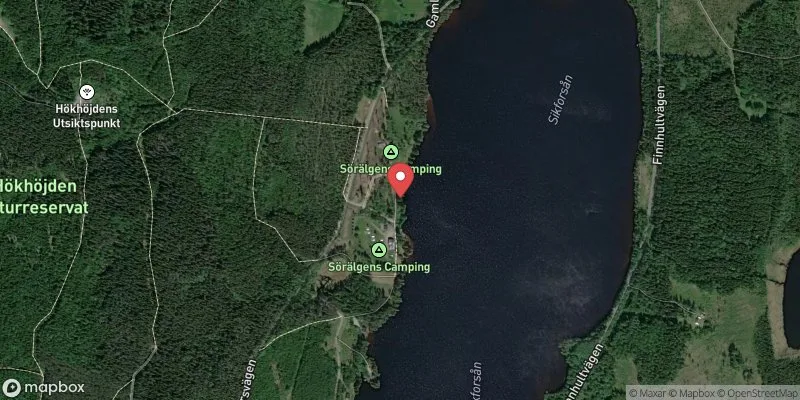 Satellitbild över Sörälgens camping i Hällefors