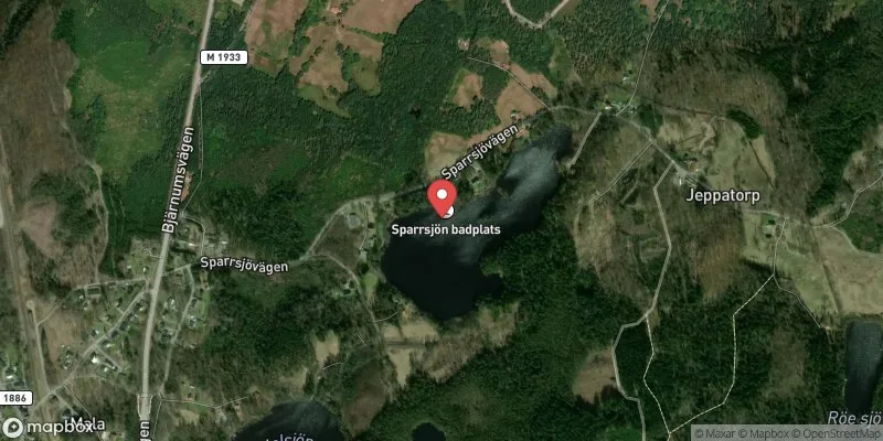 Satellitbild över Sparrsjöns badplats i Hässleholm