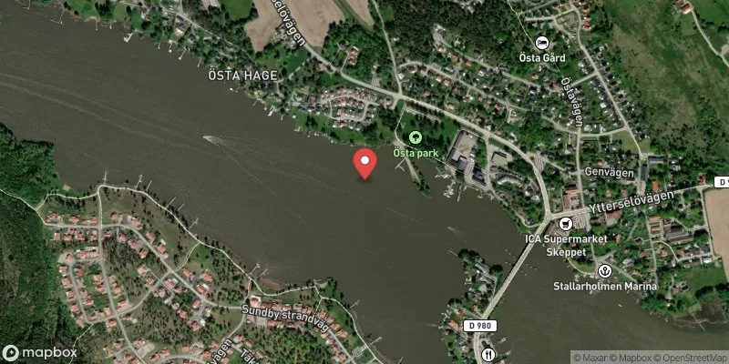 Satellitbild över Stallarholmsfjärden, Östabadet i Strängnäs