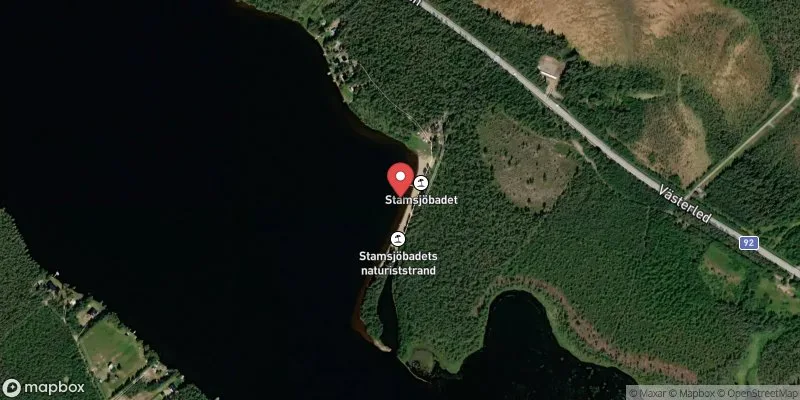 Satellitbild över Stamsjöbadet i Åsele