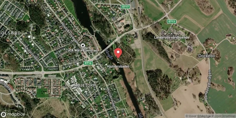 Satellitbild över Stångån Hjulsbro i Linköping